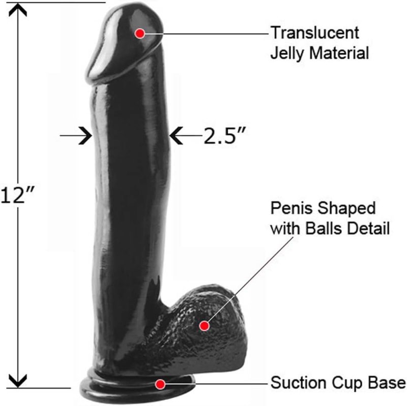 Dildo Basix Rubber Works 12" black - Image 3