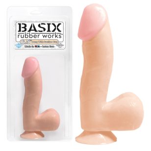 Dildo Basix Rubber Works 6.5″with testicles and suction cup skin