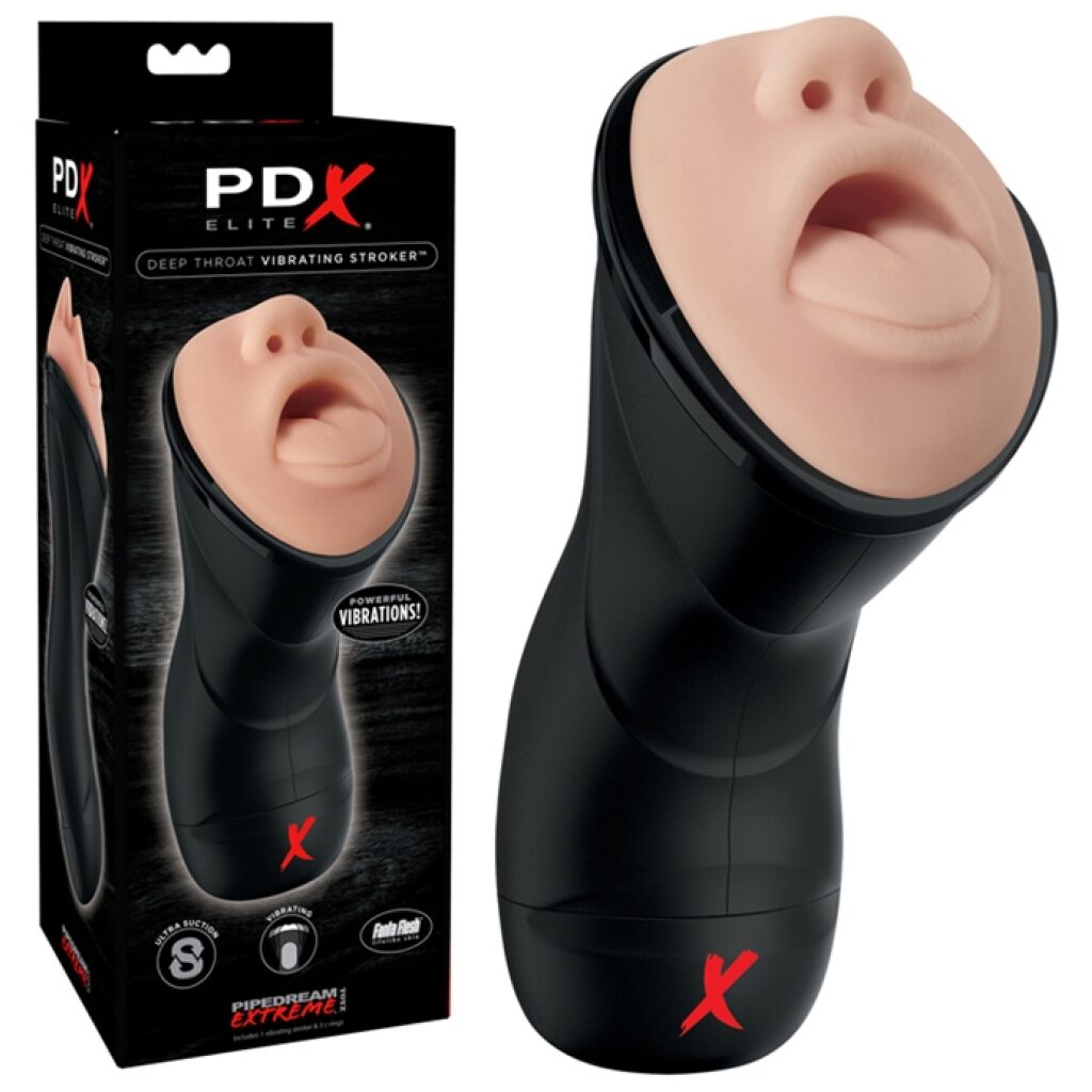 Get ready for the best blow job of your life with the PDX elite Deep Throat vibrating male masturbator !