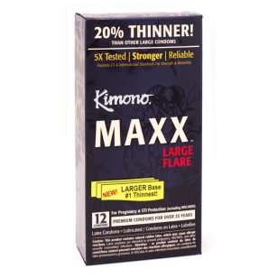 Kimono Maxx large flare condom box of 12 units