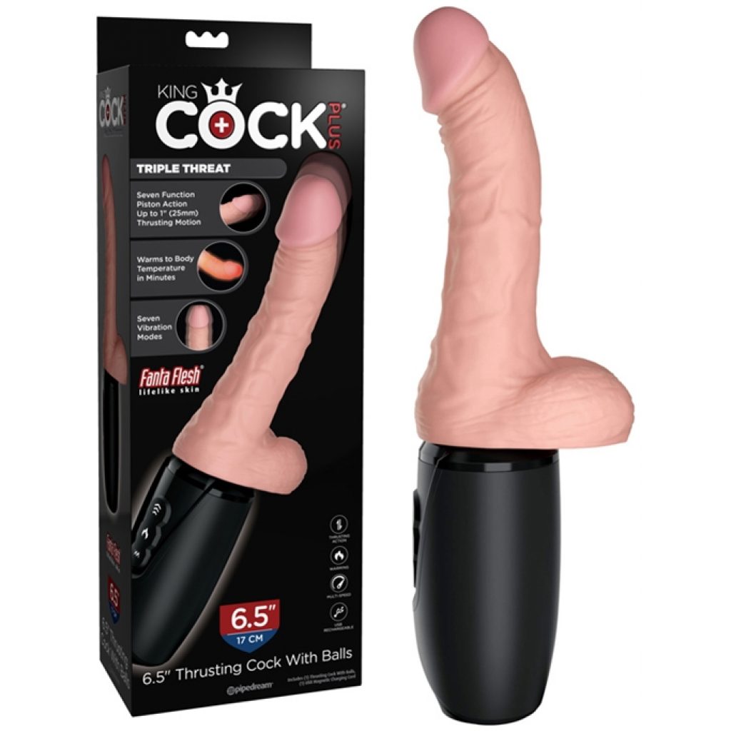 Vibrateur réaliste King Cock Plus chauffant avec mouvement