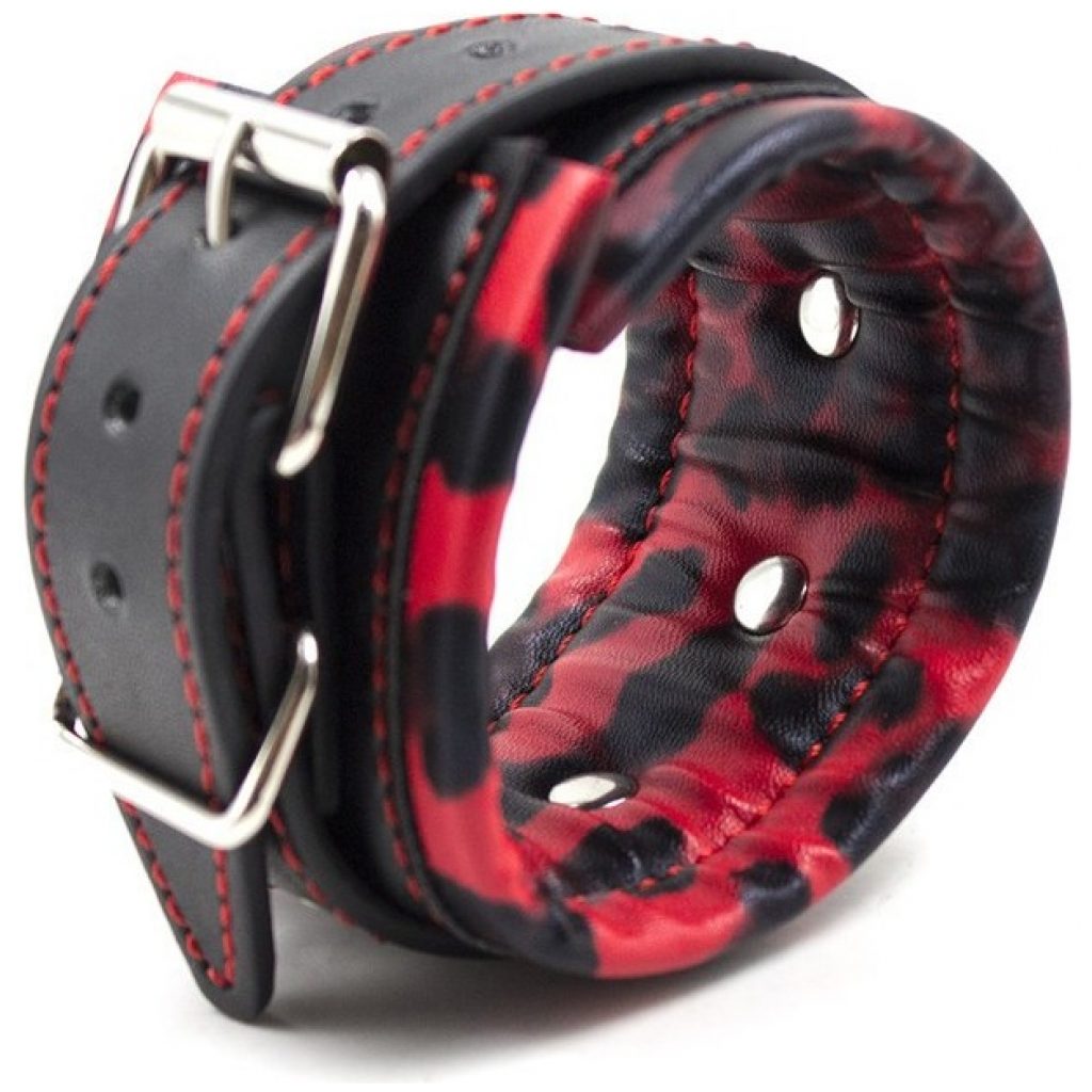 Menotte léopard rouge et noir
