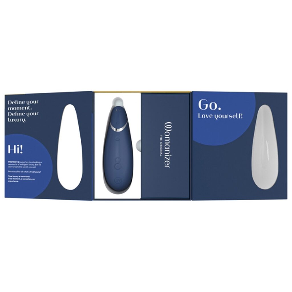 Womanizer Premium 2 bleuet stimulateur clitoridien rechargeable