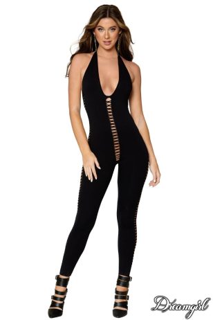 Opaque knitted footless bodystocking
