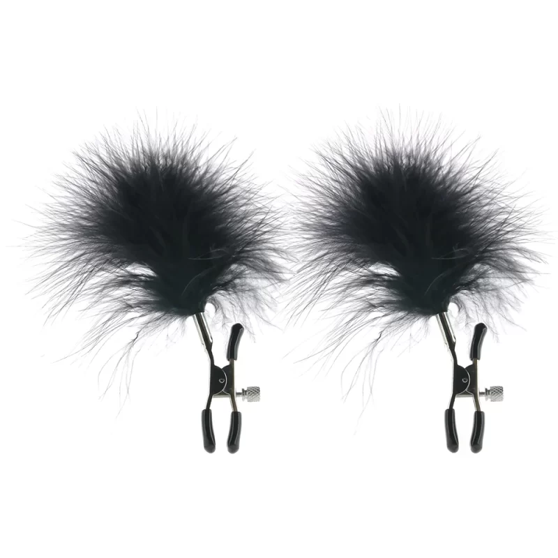 Pinces à seins avec plume noire – Image 2