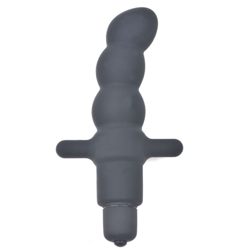 Petit vibrateur anal courbé en silicone debout
