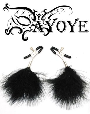 Nipple clamps with black feathers