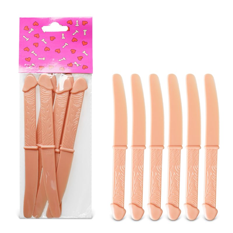 This is a pack of 6 unique sexy penis shaped knives.