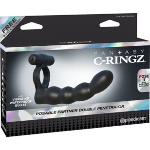 Double penetrator with vibrating erection ring black