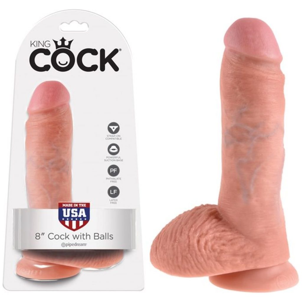 Turn your fantasies into reality with the King Cock 8 inch realistic dildo with suction cup.