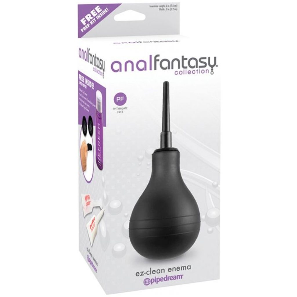 Poire de lavement Ez-Clean Enema de couleur noire souple et facile à utiliser. Inclus un kit de 5 produits GRATUIT pour votre confort et pour le nettoyage.