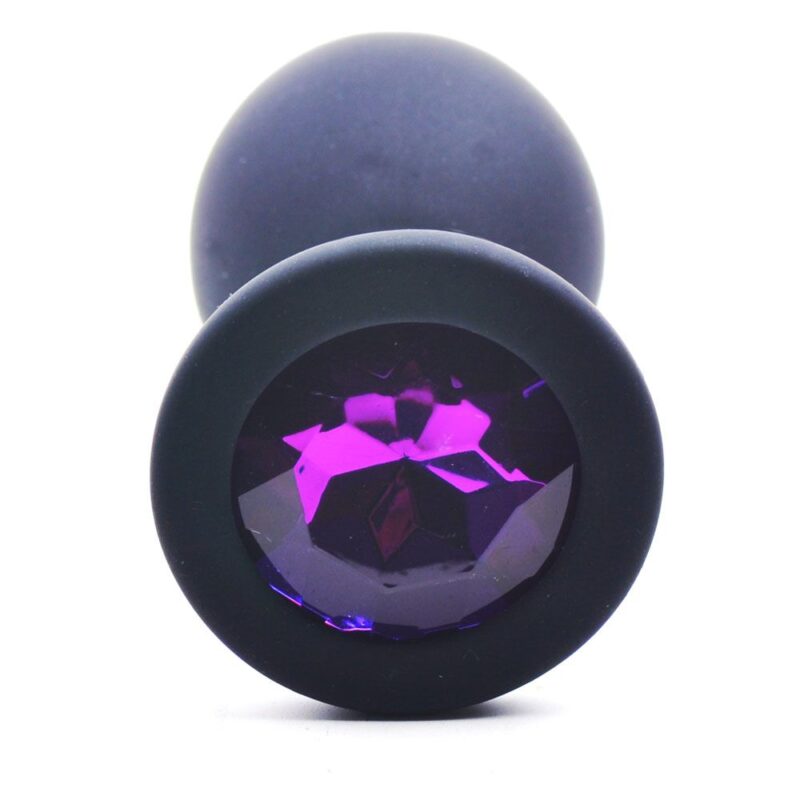 Petite sonde anale noire en silicone avec bijoux – Image 3