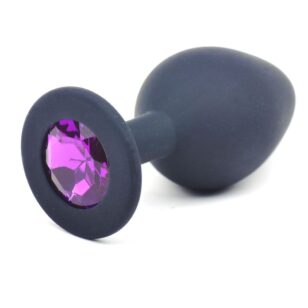 Black medium silicone anal probe with jewels
