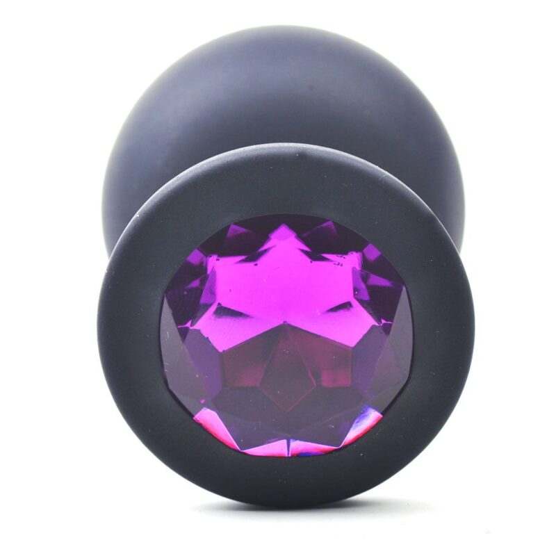 Large sonde anale noire en silicone avec bijoux – Image 3