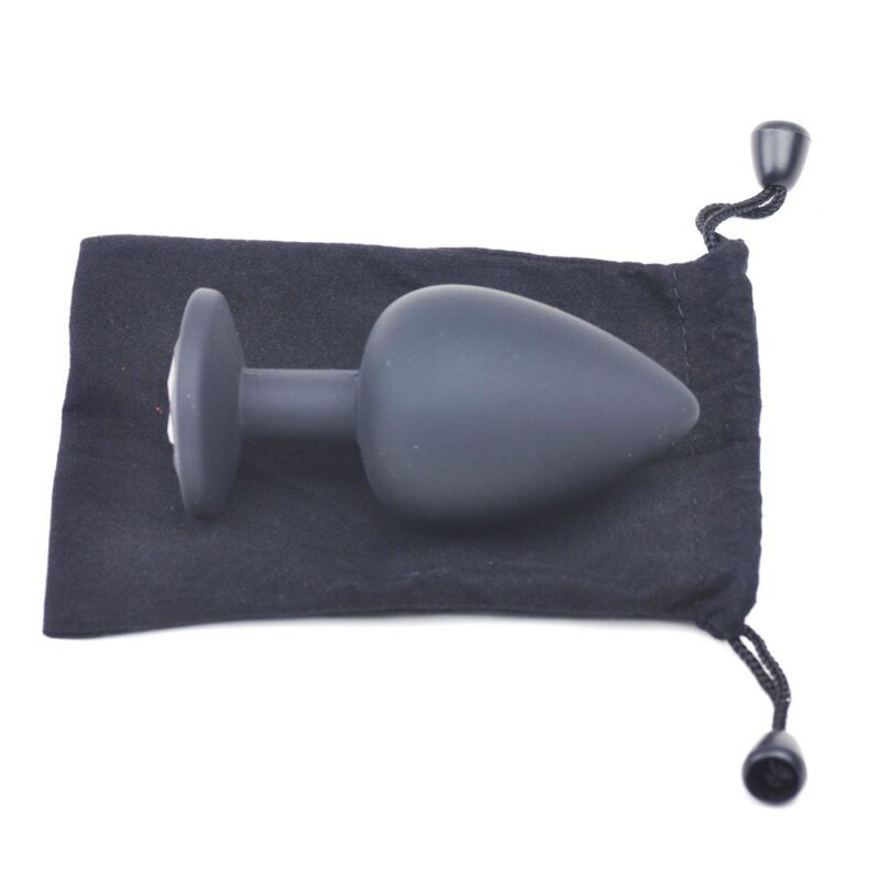 Large sonde anale noire en silicone avec bijoux – Image 4