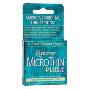 Kimono MicroThin Plus Aqua Lube condom box of 3 units