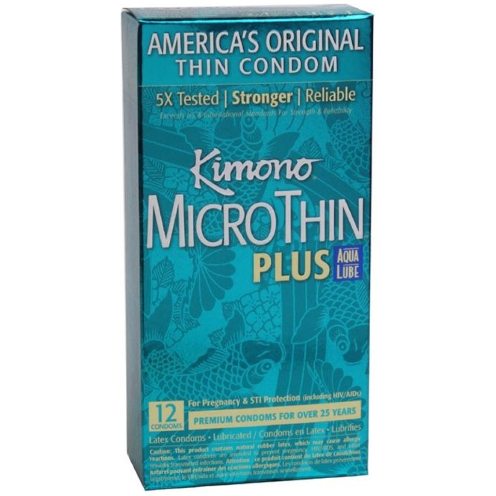 Condom Kimono Microthin plus Aqua Lube boîte de 12 unités