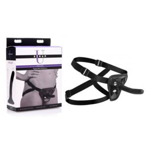 Ceinture avec harnais réglable et dildo noir Pegged