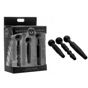 Dark Rods black 3-piece silicone penis plug kit