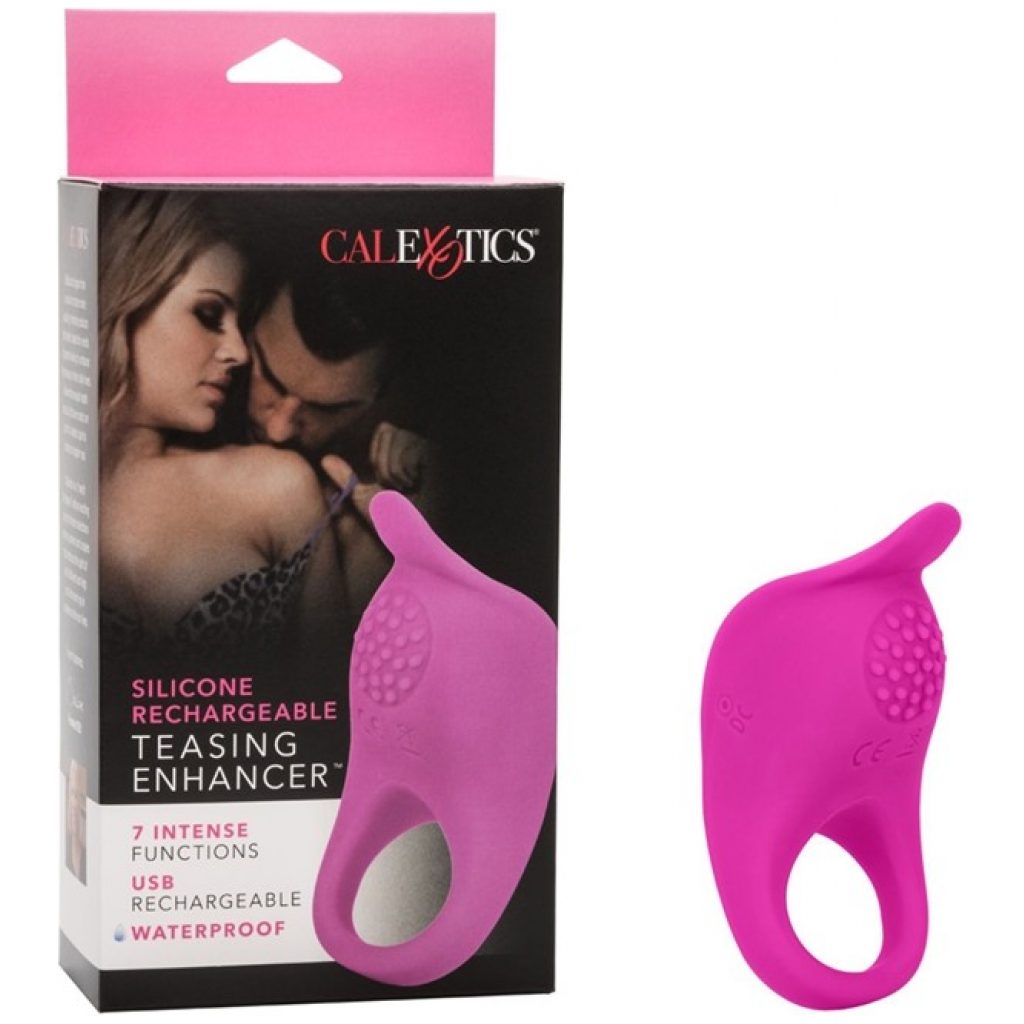 The pink rechargeable vibrating penis ring works wonders to maximize stamina and increase your erection.
