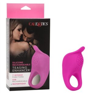 Teasing enhancer vibrating pink waterproof cock ring