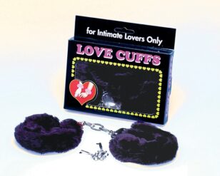 Love Cuffs covered with a black plush sleeve