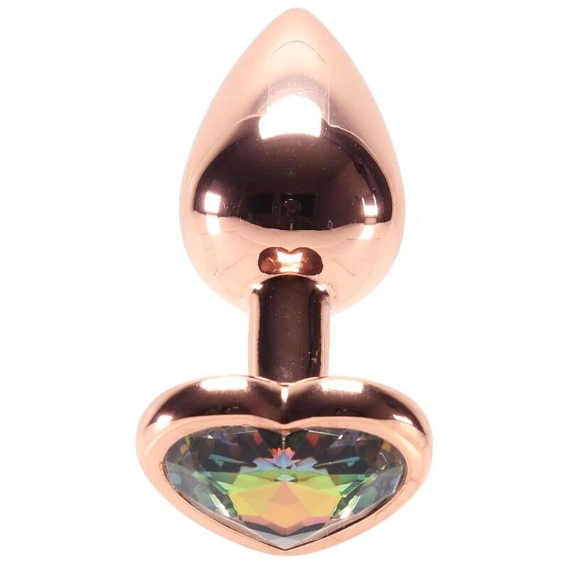 Small gold and pink anal plug with jewelry - Image 3
