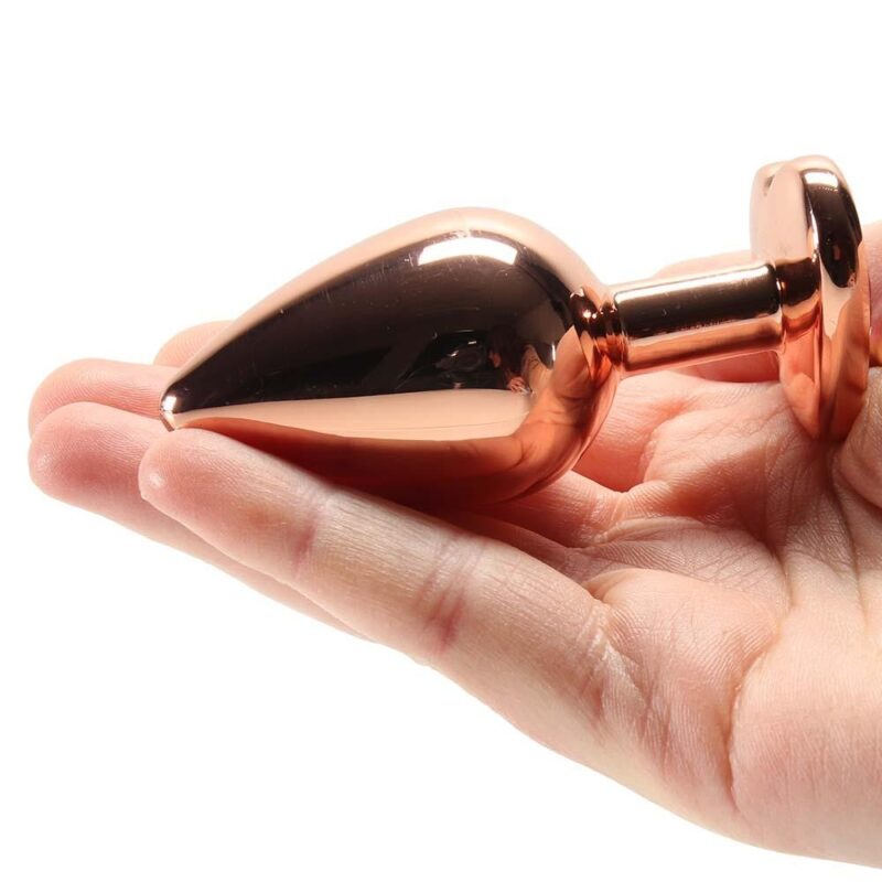 Gold and pink anal plug with medium jewelry - Image 2