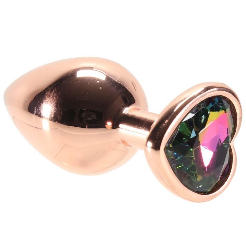 Gold and pink anal plug with medium jewelry - Image 4