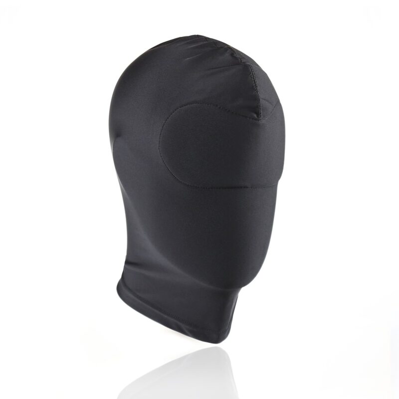 Immerse yourself in an intense sensory experience with this hole-free hood in black polyester.