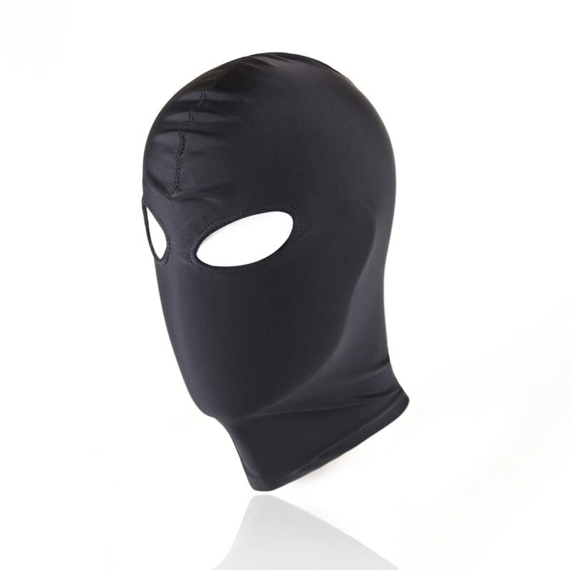 Leave room for imagination and domination with this black polyester balaclava with eyeholes.