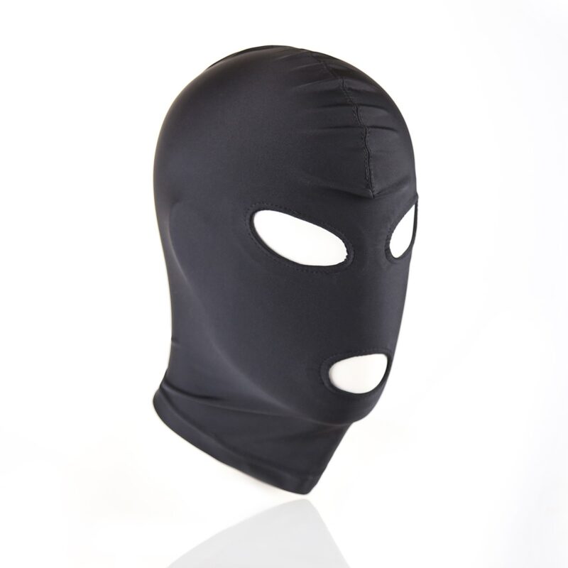 Hood with eyes and open mouth in black polyester - Image 3