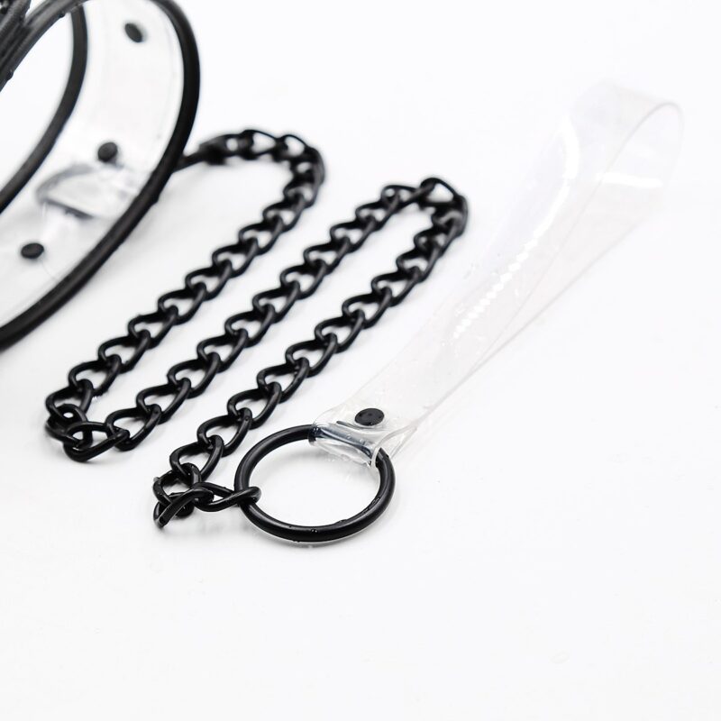 Transparent bondage collar with black chain - Image 3
