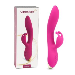 Bonnie pink rechargeable silicone rabbit vibrator