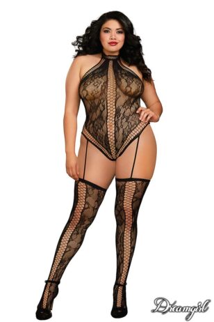 Dreamgirl queen size Teddy bodystocking with high neck