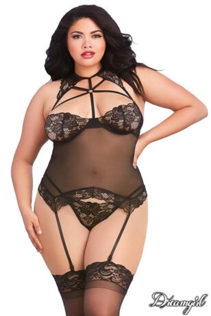 Dreamgirl queen size sheer mesh Garter slip