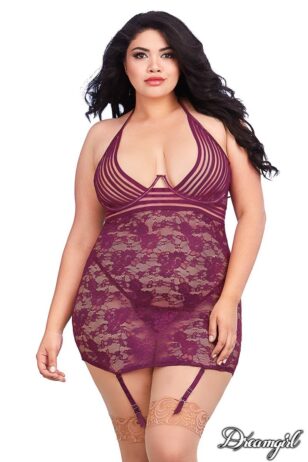 Dreamgirl queen size floral lace Garter slip