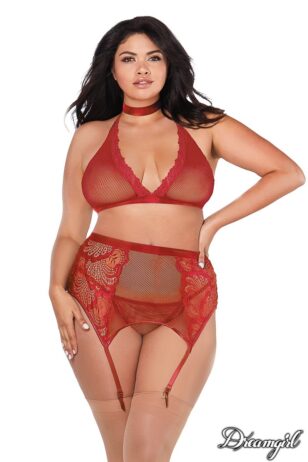 Dreamgirl queen size Garnet 4 pieces set with Garter belt