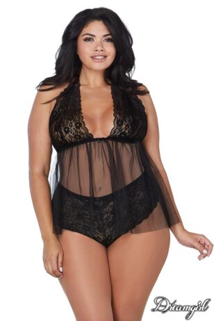 Dreamgirl queen size black retro Babydoll